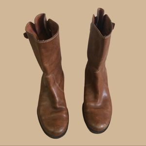 J Crew Leather Boots with Brass Buckles